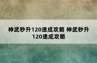 神武秒升120速成攻略 神武秒升120速成攻略